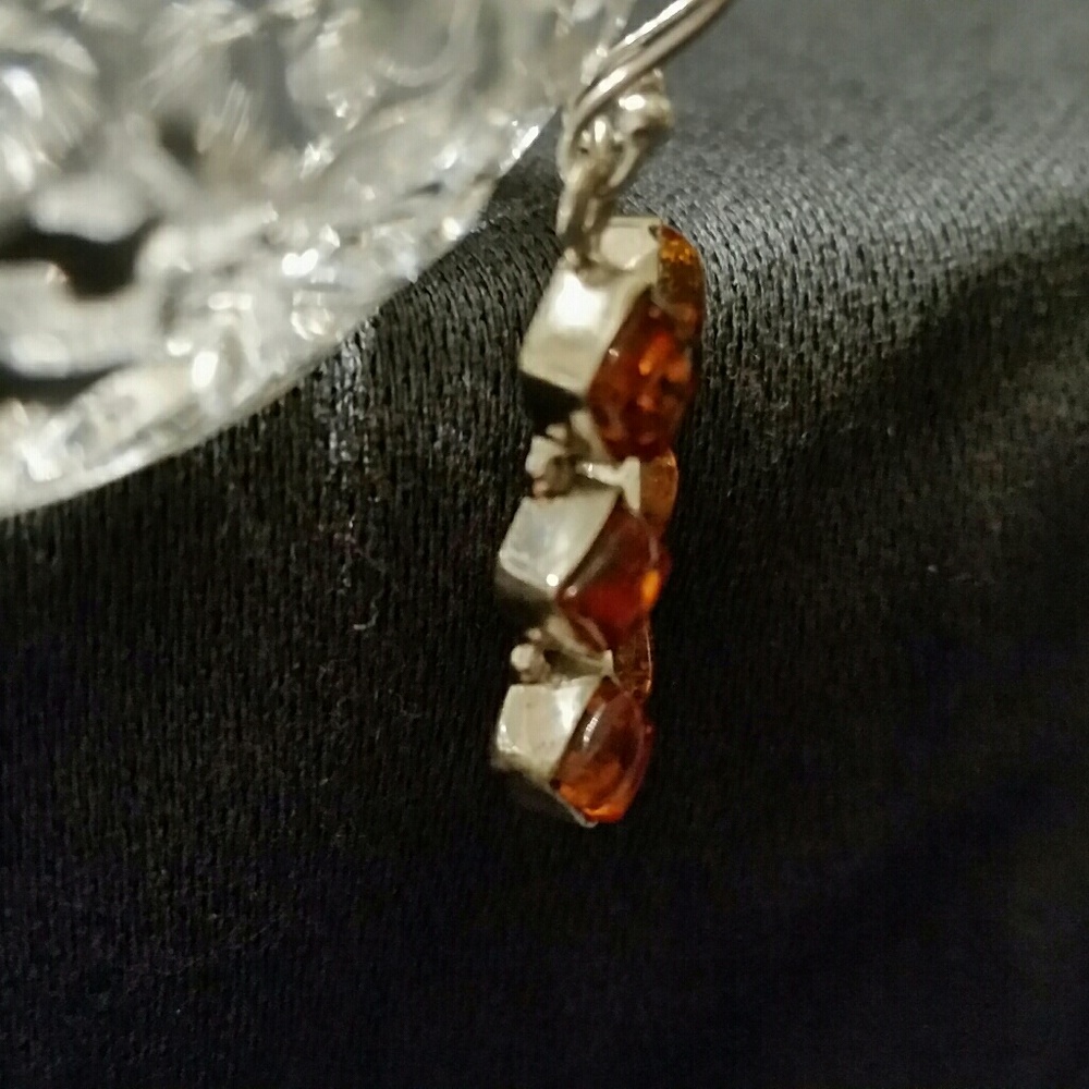 925 Silver Amber Trio Hook Earrings - Picture 3 of 6